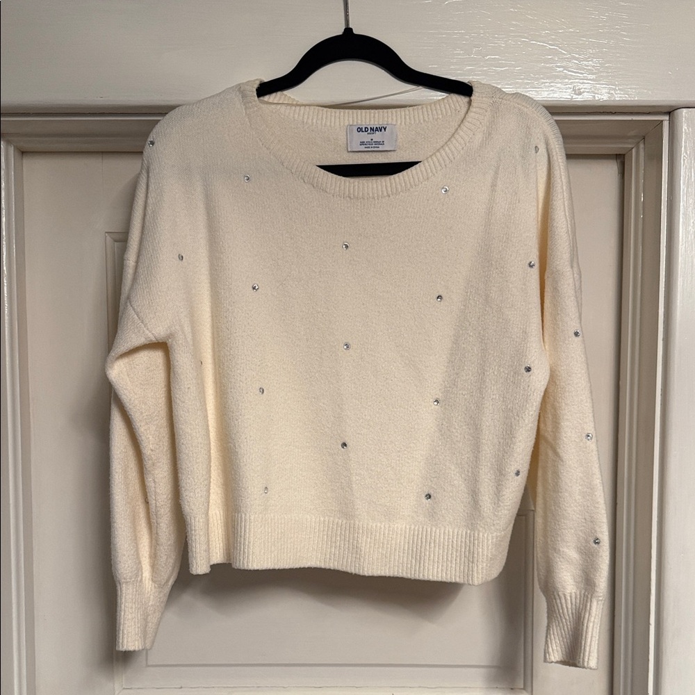 Old Navy Cream Embellished Women's Sweater